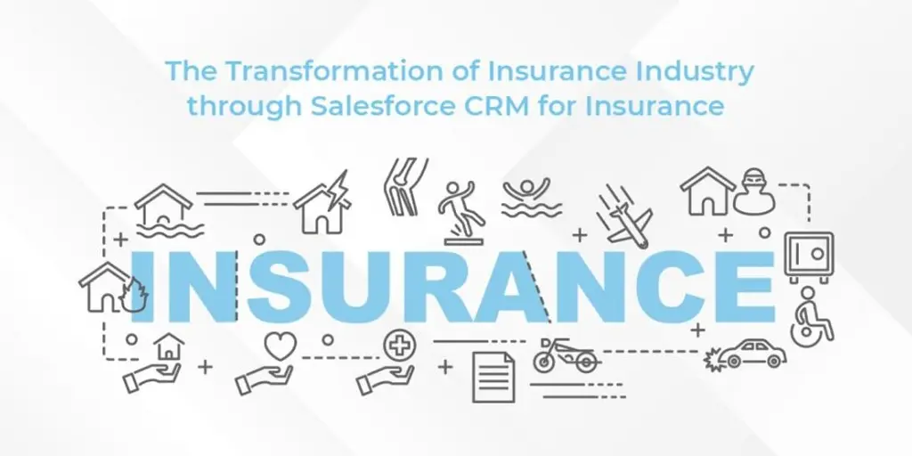 transformation of insurance industry through salesforce crm Visual representation of the insurance industry's transformation via Salesforce CRM, highlighting innovation and efficiency in sales.