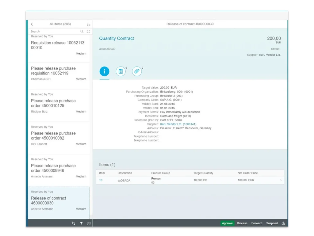 SAP Fiori Approve Purchase Contracts App SAP MM Fiori apps