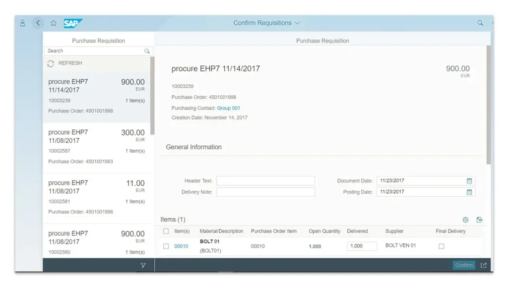 SAP Fiori Confirm Receipt of Goods App SAP MM Fiori apps