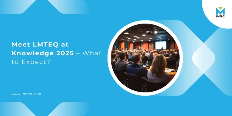 meet lmteq at knowledge 2025 A hero banner image showcasing the conference taking place on the right side in a circular photo and the text, "Meet LMTEQ at ServiceNow Knowledge 2025," on the left side of the image.
