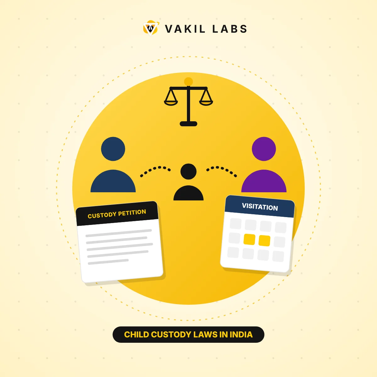 Illustration for the Vakil Labs article: Child Custody Laws in India