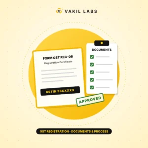 Illustration for the Vakil Labs article: GST Registration Documents and Process