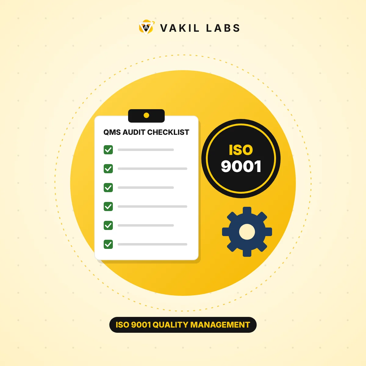 Illustration for the Vakil Labs article: ISO 9001 Certification in India: Process, Benefits & 2026 Update
